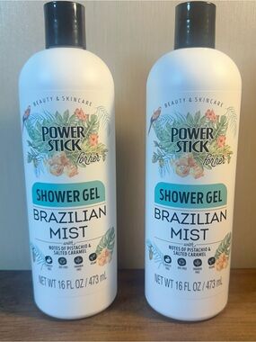 Power Stick Shower Gel ~ Brazilian Mist~ 16FL OZ- 2 pk NEW